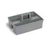 A Picture of product 563-102 Maid Carrier.  5-1/4" x 11" x 16".  Gray Color.  Seamless high-impact plastic is durable and chemical resistant. Fits most hotel and janitorial carts.