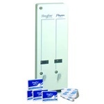 Sanitary Vendor Starter Pack.  1 J1 Dual Vendor, 50 #4 Naturelle® Maxis, and 50 Naturelle® Tampons.  Vendor holds 12 Pads, 19 Tampons.  10-1/2" x 24" x 5-1/2" Dispenser.