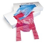 Plastronic® T-Shirt Bag.  12" x 6" x 23".  0.65 Mil.  Red Color, 1,000/Case