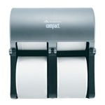 Georgia-Pacific Compact® Stainless Finish Quad Vertical Four Roll Coreless Tissue Dispenser.  11.75" x 6.9" x 13.25".