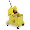A Picture of product 972-299 Structolene® Combo Bucket and Down-Press Wringer.  44 Quart.  Yellow Color.  3" non-marking grey casters.  Embossed graduations and universal "caution" logo.