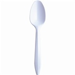 Style Setter® Medium Weight Polypropylene Cutlery.  5.9" Teaspoon.  White Color.