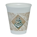 Foam Cup.  8 oz.  Café G™ Design.  25 Cups/Sleeve.  1000/Case