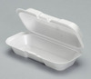 A Picture of product 217-705 Foam Hinged Container.  Hot Dog.  7.38" x 3.56" x 2.25".  White Color.