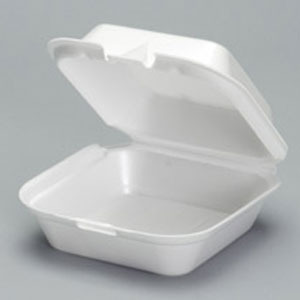 Genpak 23300 9 x 9 x 3 White 3 Compartment Hinged Lid Foam Container -  200/Case