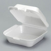 A Picture of product 217-715 Snap It Foam Hinged Container.  Jumbo Sandwich Size.  6.38" x 6.44" x 2.94".  White Color.  125 Containers/Sleeve.