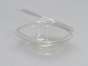 Genpak Clear Hinged Deli Container with Flat Lid.  4 oz.  4.25" x 3.63" x 1.25".  100 Containers/Sleeve. 400 per case.