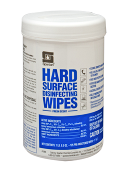 Hard Surface Disinfecting Wipes.  Fresh Scent.  125 Wipes/Canister.