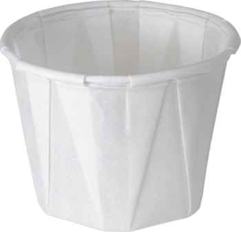 Treated Paper Soufflé Portion Cups.  1.00 oz.  White Color.  250 Cups/Tube.