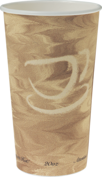 Single Sided Poly Paper Hot Cup.  20 oz.  Mistique® Design.  Use Lids LB316, TPLUS, TPLUSB, TLB316, TLP316.  40 Cups/Sleeve.