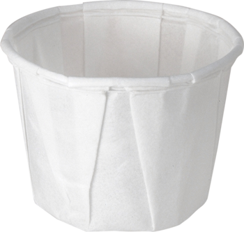 Treated Paper Soufflé Portion Cups.  0.50 oz.  White Color.  250 Cups/Tube.