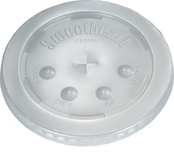 Straw Slot Lid with Identification Bubles.  Translucent.  120 Lids/Sleeve.