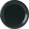 A Picture of product 241-405 Party Plastic Dinnerware.  9" Diameter Plate.  Black Color.  Use with LPF95 Lid.  25 Plates/Sleeve.