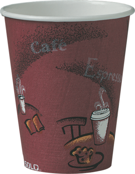 SOLO® Cup Company Paper Hot Drink Cups in Bistro® DesignHot Drink Cups, Paper, 8oz, Maroon, 50/Pack
