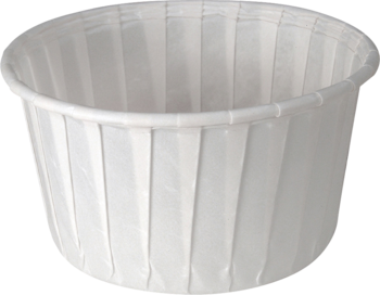 Treated Paper Soufflé Portion Cups.  5.50 oz.  White Color.  250 Cups/Tube.