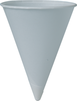 Bare™ Eco-Forward™ Treated Paper Cone Cup with Rolled Rim.  4.25 oz.  White Color.  200 Cups/Tube.