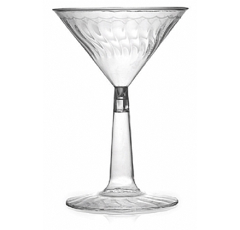 Flairware Martini Glass. 6 oz. Clear. 12 glasses/bag, 12 bags/carton.