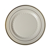 A Picture of product 967-108 Fineline Silver Splendor Salad Plates. 7.5 in. Bone and Gold. 15/pack, 10 packs/case.