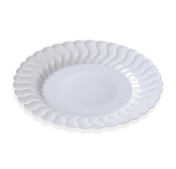 Flairware Dinnerware.  6.5" Dessert Plate.  White Color.  18 Plates/Bag.