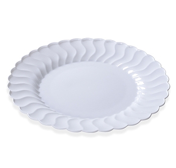 Flairware Dinnerware.  10.25" Dinner Plate.  White Color.  18 Plates/Bag.