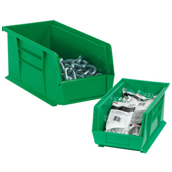 Plastic Stack & Hang Bin Boxes.  14-3/4" x 5-1/2" x 5".  Green Color, 12/Case