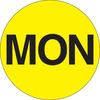 A Picture of product 969-466 Days of the Week Labels. 1" Circle. Printed "MON". Fluorescent Yellow Color.