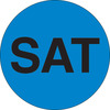 A Picture of product 969-471 Days of the Week Labels. 1" Circle. Printed "SAT". Fluorescent Blue Color.