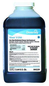 Virex® II 256 Cleaner Deodorizer.  2.5 Liter J-Fill® Bottle. Blue color. Mint scent. 2/cs.