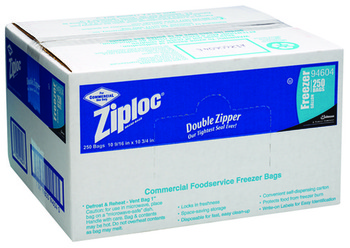 Ziploc® One Gallon Freezer Bags Double Zipper.  2.7 Mil.  250 Bags/Box