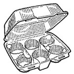 Clear hinged Lid Cupcake Container.  6-Compartment.  Deep Dome Lid.