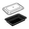 A Picture of product 329-703 Pactiv VERSAtainer® Containers,  Black/Clear, 28oz, 7 1/4 x 5 x 1 1/2, 150/Carton