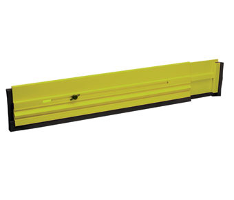 Floor Dam™.  Prevents chemicals and liquids from running through doorways.  Flourescent Yellow and Green Color.  24" and extendable to 40" long.