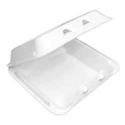 SmartLock® Foam Hinged Lid Containers. White Large 1-Compartment Container. 9" x 9-1/2" x 3-1/4".