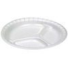 A Picture of product 241-127 Placesetter® Satin Non-Laminated Foam, 10 1/4", 3-Compartment Plate. White, 540/Case
