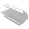 A Picture of product 217-133 Foam Hinged Lid Container.  White Large Rectangular, Deep.  9-3/4" x 5" x 3-1/4", 560/Case