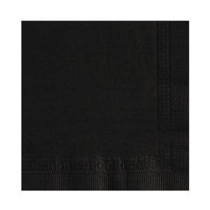 Beverage Napkin, Black, Beverage / Cocktail Napkin. 10" x 10". 1/4 Fold, 200/Pack, 1,000/Case