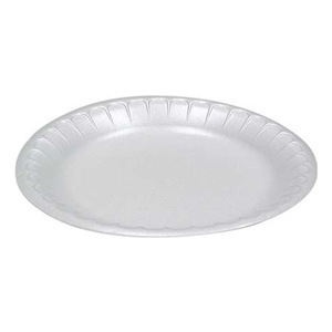 Placesetter® Satin Non-Laminated Foam Tableware. No. 9 Dinner Plate. 8-7/8" Diameter. White Color. 500 Plates/Case