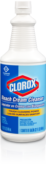 Clorox® Bleach Cream Cleanser. 32 oz bottle. Commercial-grade cleaning and stain removal. Gentle on hospital surfaces. 8/cs.