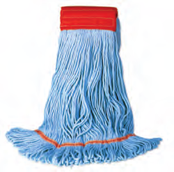 O'Dell 4000 Series Looped-End Wet Mop with Green 5 inch Mesh Band. Medium. Green.