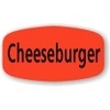 A Picture of product 978-195 Little Grabber Short Oval Labels Printed "Cheeseburger." 0.625 X 1.25 in. 1000 labels/roll.