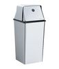 A Picture of product 966-559 Floor-Standing Waste Receptacle with Top. Satin-finish stainless steel. 13 gal capacity. 13 3/8" x 13 3/8" at top, 29 1⁄2" high.
