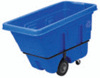A Picture of product 966-561 Tilt Truck Recycling Receptacle. 5/8 cubic yards. 750lb capacity frame. 63.25" x 28.5" x 38". Blue. Industrial plastic with steel tubing frame.