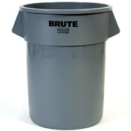 Rubbermaid BRUTE® Container without Lid. Gray. 55 gal. 33" H x 26.5" Dia. USDA Meat & Poultry Equipment Group Listed. Certified to NSF Standard #2 and Standard #21.