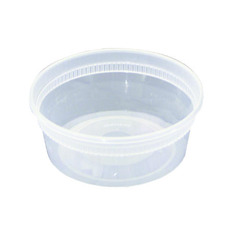 Pactiv DELItainer Microwavable Container Combo with Lid. 8 oz. Clear. Leak resistant. 240/cs.
