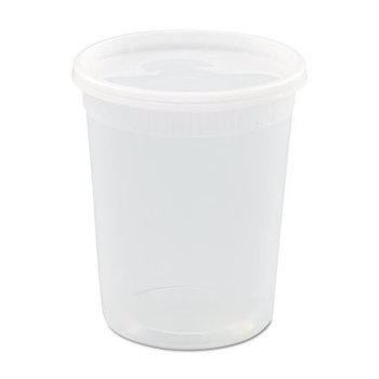 Pactiv DELItainer Microwavable Container Combo with Lid. 32 oz. Clear. Leak resistant. 240/Case.