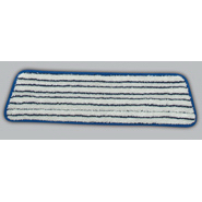 Rubbermaid Microfiber Finish Mop. 18" L x 5.5" W. Blue and white. Hook-and-loop backing. Launderable. 6/Case