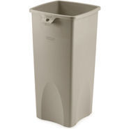 Rubbermaid Untouchable® Square Container. 23 gal. Beige. Durable and crack resistant. 16.5" L x 15.5" W x 30.9" H.