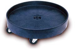 Rubbermaid Universal Drum Dolly. Black. For 2655 Container. Holds 55 gal drum or plastic container. 24 3/8" dia x 7 1/8" h.
