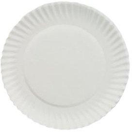 Paper Plate. White. 6" Diameter. Uncoated. Fluted rim. 10 packs of 100, 1000 total/cs.