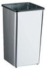 A Picture of product 966-637 Floor Standing Waste Receptacle with Open Top. 21 gallon. Satin Finish Stainless Steel. 14" x 14" at top, 30" H. Vinyl wall bumper, rubber feet.
